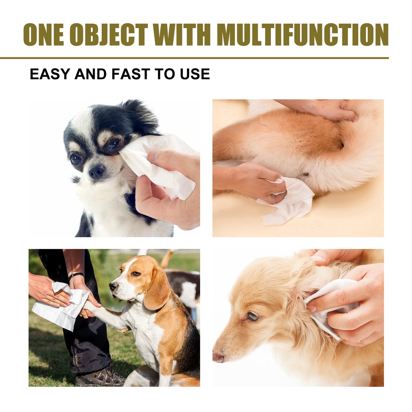 Yegbong Pet Wipes Cat & Dog Body Gentle Cleaning Earwax Ear Mites Eye Dirt Stain Cleaning Wipes