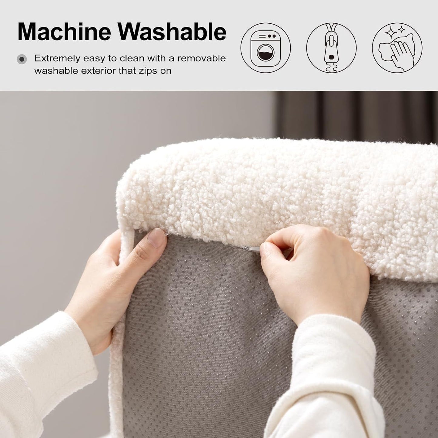 MEWOOFUN Washable Small Dog Bed - 25.6x19.7x7.9 Inch Waterproof Pet Bed With Removable Cover & Non-Slip Bottom For Puppies & Kittens Grey