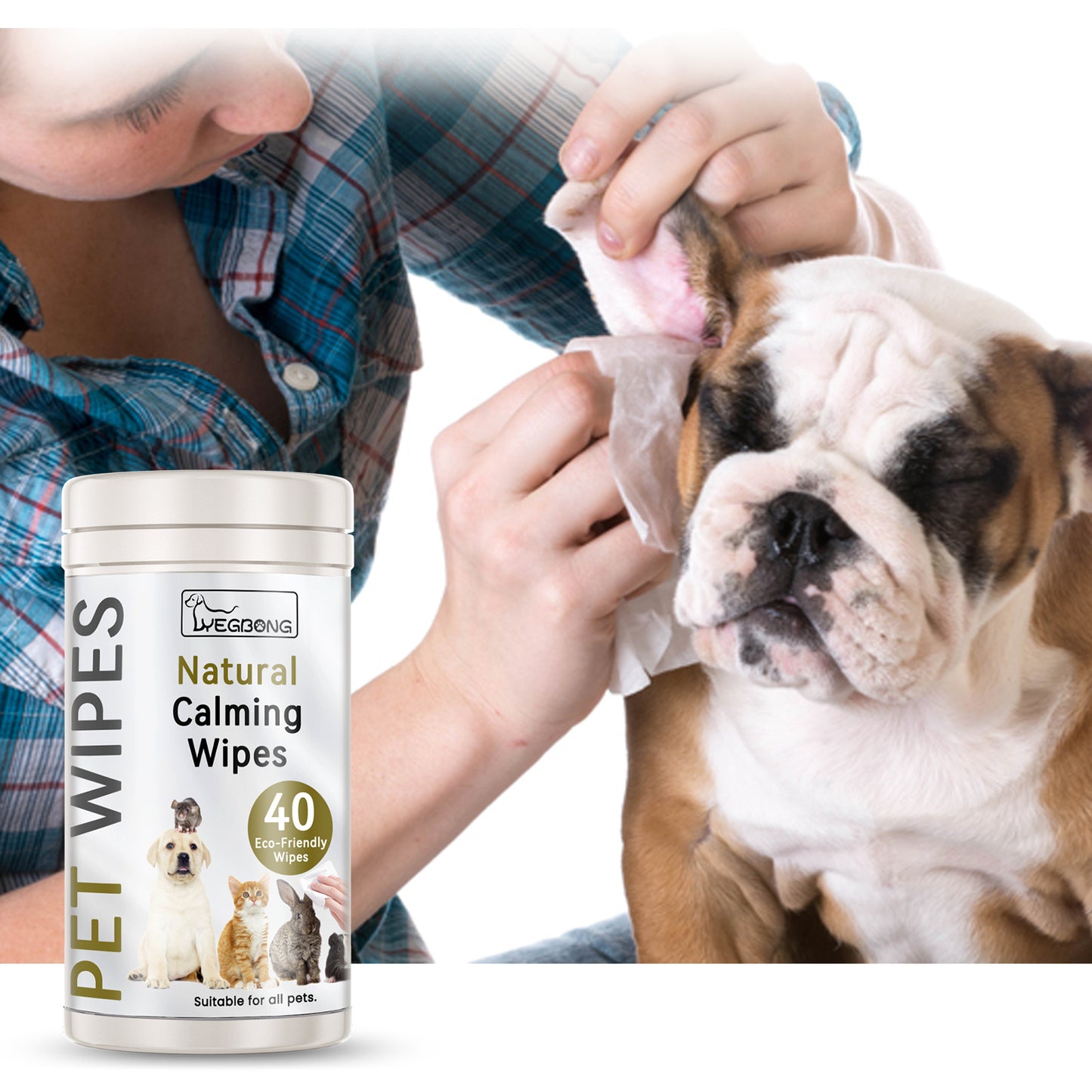 Yegbong Pet Wipes Cat & Dog Body Gentle Cleaning Earwax Ear Mites Eye Dirt Stain Cleaning Wipes